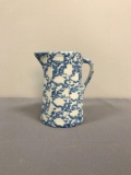 Vintage blue and white stoneware pitcher