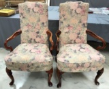 Pair of Floral Upholstered Arm Chairs