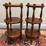 Set of 2 Ethan Allen Three-Tier Pine Curio Tables