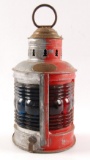 Antique Triple X Ships Lantern with Blue and Red Globes