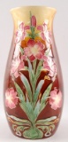 Antique Majolica Floral Pattern Vase