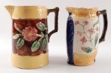 Set of 2 Antique Majolica Pitchers