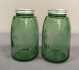 Set of 2 : Green Mason Jars