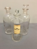 Set of 3 : Vintage Medicine Bottles w/ Stoppers