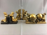 Lot of 3 Sets : Brass Bookends
