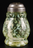 Antique Northwood Opaline Brocade Spanish Lace Vaseline Glass Sugar Shaker