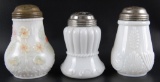 Group of 3 : Antique Milk Glass Sugar Shakers