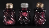 Group of 3 : Antique Amethyst Salt and Pepper Shakers