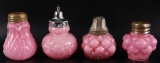 Group of 4 : Antique Pink Cased Glass Salt and Pepper Shakers