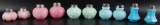 Group of 10 : Antique Blue, Aqua, Mint Green, and Pink Milk Glass Salt and Pepper Shakers