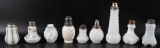 Group of 9 : Antique Milk Glass Salt and Pepper Shakers