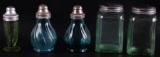 Group of 5 : Blue and Green Glass Salt and Pepper Shakers
