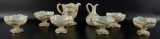 Group of 8 : Antique Northwood Custard Glass Intaglio Pattern Decorated Dishes