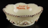 Antique Morris Ill. Souvenir Custard Glass Bowl