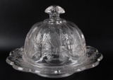 Antique Northwood Singing Birds Clear Round Covered Butter Dish