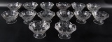 Group of 14 : Northwood Singing Birds Clear Glass Sherbets