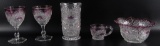 Group of 5 : Antique Early American Pattern Glass Rising Sun Dishes