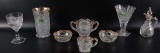 Group of 8 : Antique Early American Pattern Glass Rising Sun Dishes