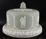 Antique Wedgwood Cream on Celadon Jasperware Covered Cheese Bell