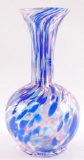 Vintage Blue, White, and Pink Confetti Swirl Signed Vase