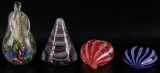 Group of 4 Vintage Murano Ribbon Glass Paperweights