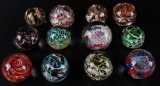 Group of 12 : Vintage Art Glass Paperweights