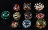 Group of 10 : Vintage Art Glass Paperweights