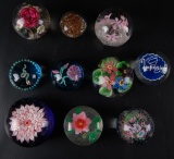 Group of 10 : Vintage Art Glass Paperweights
