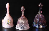 Group of 3 Fenton Pink Glass Bells