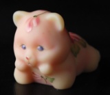 Fenton Signed Burmese Glass Hand Painted Bear Paperweight