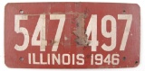 1946 Illinois Cardboard License Plate