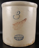 Antique 3 Gallon Red Wing Stoneware Crock