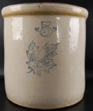 Antique 5 Gallon Western Stoneware Crock