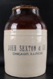 Antique 1 Gallon John Sexton & Co. Chicago ll. Stoneware Jar with Lid