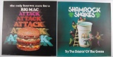 Group of 2 Vintage McDonald's Shamrock Shakes and Big Mac Advertising Translite Signs