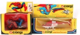 Corgi No. 929 and 266 Superman's Daily Planet Jetcopter and Spiderman's Spiderbike in Original