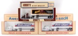 Group of 3 K-Line Advertising Die-Cast Semi Trucks and Trailers in Original Packaging