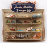 Vintage Ideal Toy Corps Precision Miniatures Store Display with 24 Cars and Historical Ships