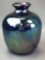 Vintage Blue Iridescent Carnival Glass Vase