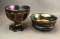 Group of 2 : Vintage Northwood Iridescent Carnival Glass Bowl and Compote