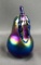 Vintage Gibson Blue Iridescent Carnival Glass Pear Shaped Paperweight