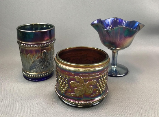 Group of 3 : Vintage Northwood Iridescent Carnival Glass Servers