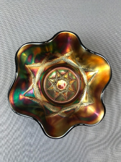 Vintage Amethyst Iridescent Carnival Glass Dish