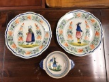 Set of 3 : Henriot Quimper Dinnerware