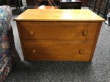 Low wooden dresser with 2 drawers