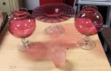 Group of 4 : Red Glass Compotes and more