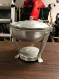Vintage Aluminum Chafing Dish w/ 1-1/2 qt. Fire-King Insert