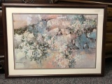 Framed Print : Rock Wall with Flowers