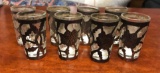 Set of 8 : Glass Shot Glasses w/ Sterling Silver Overlay