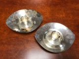 Vintage Mid Century Design Silver Candle Holders